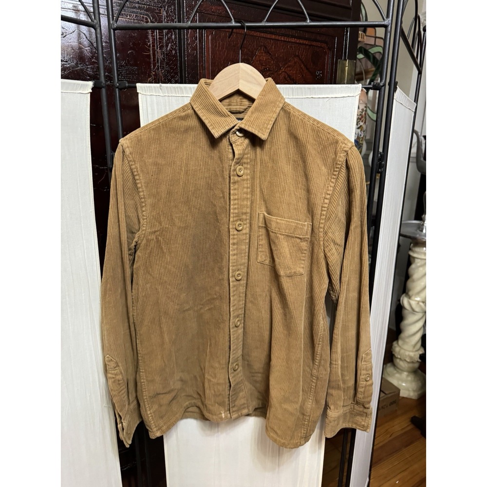 Express Mens XS Tan Brown Corduroy Long Sleeve Button Down Shirt